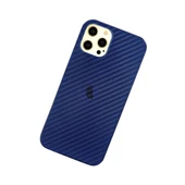 Apple İphone 12 Pro Max Kılıf Karbon Pp Silikon - Mavi thumbnail 3