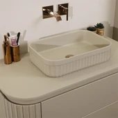 Kobos Gloria 100 cm Banyo Dolabı Seti Beige thumbnail 4