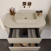 Kobos Gloria 100 cm Banyo Dolabı Seti Beige thumbnail 6