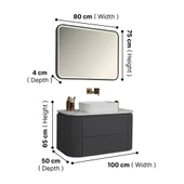 Kobos Gloria 100 cm Banyo Dolabı Seti Argento thumbnail 8