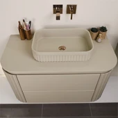 Kobos Gloria 100 cm Banyo Dolabı Seti Beige thumbnail 5