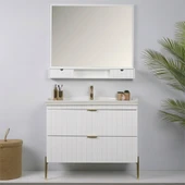 Kobos Noble 100 cm Banyo Dolabı Seti Bianco thumbnail 3
