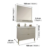 Kobos Noble 100 cm Banyo Dolabı Seti Luna thumbnail 7