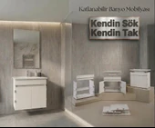 Creavit Flexio 65 Cm Katlanabilir Banyo Dolabı Beyaz Set thumbnail 1