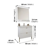 Kobos Noble 80 cm Banyo Dolabı Seti Bianco thumbnail 7