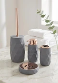 Akrilik Rose Banyo Seti - 4 Parça, Gri thumbnail 1