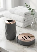 Akrilik Rose Banyo Seti - 4 Parça, Gri thumbnail 3