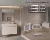 Creavit Flexio 80 cm Katlanabilir Banyo Dolabı Beyaz Set thumbnail 1
