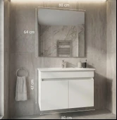 Creavit Flexio 80 cm Katlanabilir Banyo Dolabı Beyaz Set thumbnail 7