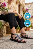 Siyah Kadın Düz Sandalet thumbnail 3