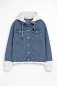 Kadın Düğmeli Sweat Jean Ceket thumbnail 3