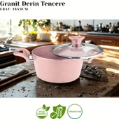 ARZU ÇELİK 10 Parça Granit Set Cam Kapak - Pembe thumbnail 6