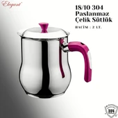 ARZU ÇELİK 2 Lt. Çelik Sütlük Bakalit Kulp - Fuşya thumbnail 2