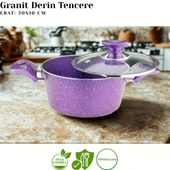 ARZU ÇELİK 7 Parça Granit Set Cam Kapak - Violet thumbnail 3