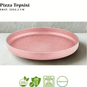 ARZU ÇELİK 32 Cm Granit Pizza Tepsisi - Pembe thumbnail 2