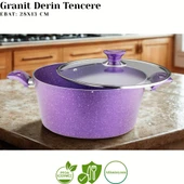 ARZU ÇELİK 9 Parça Granit Set Cam Kapak - Violet thumbnail 2