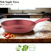 ARZU ÇELİK 3lü Granit Tek Saplı Tava Seti - Renkli thumbnail 2