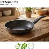 ARZU ÇELİK 24 Cm Granit Tek Saplı Tava - Siyah thumbnail 3