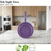 ARZU ÇELİK 24 Cm Granit Tek Saplı Tava - Violet thumbnail 2