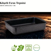 ARZU ÇELİK 2li Granit Köşeli Tepsi Seti - Siyah thumbnail 3