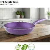 ARZU ÇELİK 20 Cm Granit Tek Saplı Tava - Violet thumbnail 3