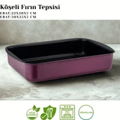 ARZU ÇELİK 2li Granit Köşeli Tepsi Seti - Mürdüm thumbnail 3