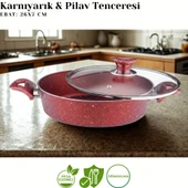 ARZU ÇELİK 7 Parça Granit Set Cam Kapak - Kırmızı thumbnail 4