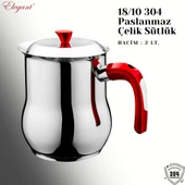 ARZU ÇELİK 2 Lt. Çelik Sütlük Bakalit Kulp - Kırmızı thumbnail 2