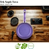 ARZU ÇELİK 22 Cm Granit Tek Saplı Tava - Violet thumbnail 2