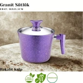 ARZU ÇELİK 12 Parça Granit Set Cam Kapak - Violet thumbnail 6