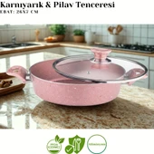 ARZU ÇELİK 7 Parça Granit Set Cam Kapak - Pembe thumbnail 4