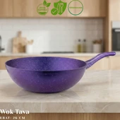 ARZU ÇELİK 26 Cm Granit Wok Tava - Violet thumbnail 1