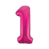1 Rakam Pembe Folyo Balon 40 cm thumbnail 1
