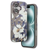iPhone 16 Flower Series Magsafe Kapak - Gri thumbnail 1