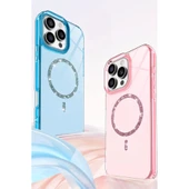 iPhone 16 Pro Max Live Diamond Magsafe Kapak - Pembe thumbnail 2