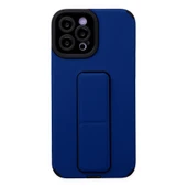 iPhone 12 Pro Max Kılıf Mega Standlı Silikon - Mavi thumbnail 1