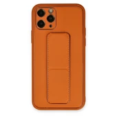 iPhone 11 Pro Kılıf Coco Deri Standlı Kapak - Turuncu thumbnail 1