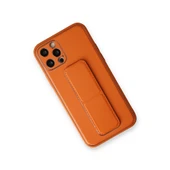 iPhone 12 Pro Kılıf Coco Deri Standlı Kapak - Turuncu thumbnail 2