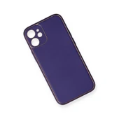 iPhone 12 Mini Kılıf Coco Deri Silikon Kapak - Mor thumbnail 2