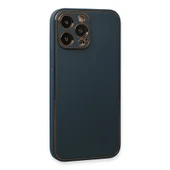 iPhone 13 Pro Kılıf Coco Deri Silikon Kapak - Mavi thumbnail 3