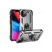 iPhone 14 Plus Kılıf Sofya Yüzüklü Silikon Kapak - Gümüş thumbnail 2