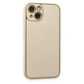 iPhone 14 Plus Kılıf Coco Deri Silikon Kapak - Gold thumbnail 3