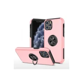 iPhone 11 Pro Max Kılıf Elit Yüzüklü Kapak - Pembe thumbnail 1