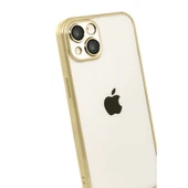 iPhone 15 Kamera Korumalı Lensli Silikon - Gold thumbnail 3
