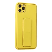 iPhone 11 Pro Max Kılıf Coco Deri Standlı Kapak - Sarı thumbnail 2
