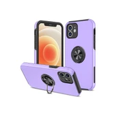 iPhone 12 Kılıf Elit Yüzüklü Kapak - Mor thumbnail 1