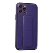 iPhone 11 Pro Kılıf Coco Deri Standlı Kapak - Mor thumbnail 2