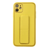 iPhone 12 Kılıf Coco Deri Standlı Kapak - Sarı thumbnail 1