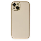 iPhone 14 Plus Kılıf Coco Deri Silikon Kapak - Gold thumbnail 1