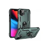 iPhone 14 Plus Kılıf Sofya Yüzüklü Silikon Kapak - Yeşil thumbnail 2